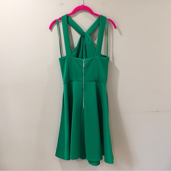 TED BAKER Freeda Fit&flare Dress Green Twist Halter neck Size 2 Women’s - Picture 4 of 7